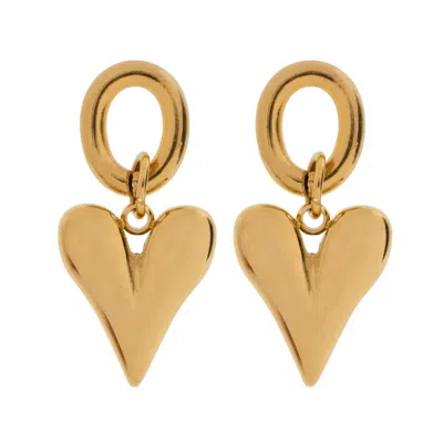 Timi Of Sweden Women's Gold Laurel - Hanging Heart Stud Earring Stainless Steel