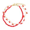 Timi Of Sweden Women's Gold Leonie - Cherry Bead Bracelet Double In Multi