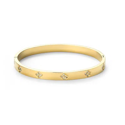 Timi Of Sweden Women's Gold Liv - Crystal Clover Bangle Bracelet Stainless Steel