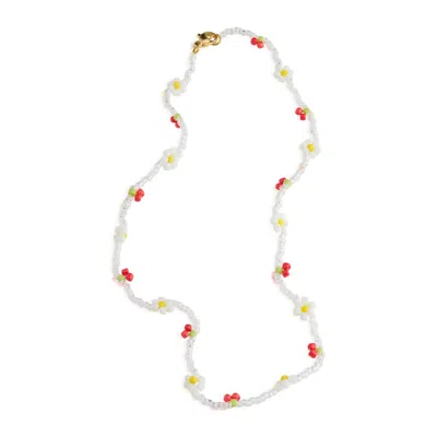 Timi Of Sweden Women's Gold Lovis - Cherry & Flower Bead Necklace In White
