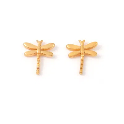 Timi Of Sweden Women's Gold Marina - Dragonfly Stud Earrings Stainless Steel