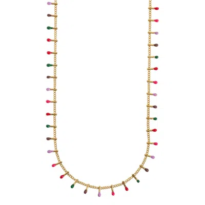 Timi Of Sweden Women's Gold / Pink / Purple Sasha - Multi Color Enamel Necklace Stainless Steel