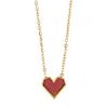 Timi Of Sweden Women's Gold / Red Sarah - Red Heart Necklace Stainless Steel