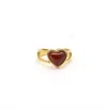 Timi Of Sweden Women's Gold / Red Sonja - Jelly Heart Adjustable Ring Stainless Stee