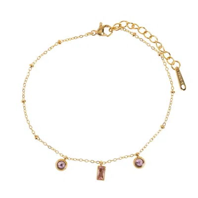 Timi Of Sweden Women's Gold Rudy - Three Crystals Bracelet Stainless Steel