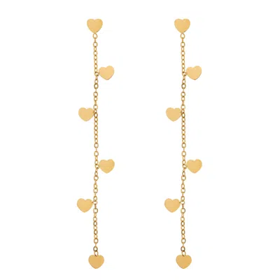 Timi Of Sweden Women's Gold Solana - Heart Chain Stud Earrings Stainless Steel