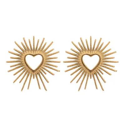 Timi Of Sweden Women's Gold Soleil - Shining Sun Stud Earrings Stainless Steel