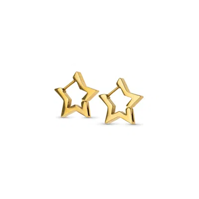 Timi Of Sweden Women's Gold Vilda - Star Hoop Earrings Stainless Steel