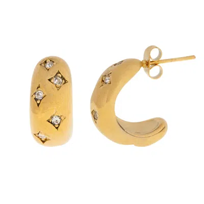 Timi Of Sweden Women's Gold Vilma - Crystal Hoop Earrings Stainless Steel