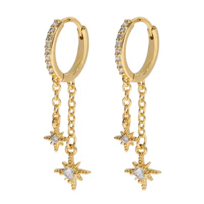 Timi Of Sweden Women's Gold Winny - Crystal Stars On Chain Hoop Earrings