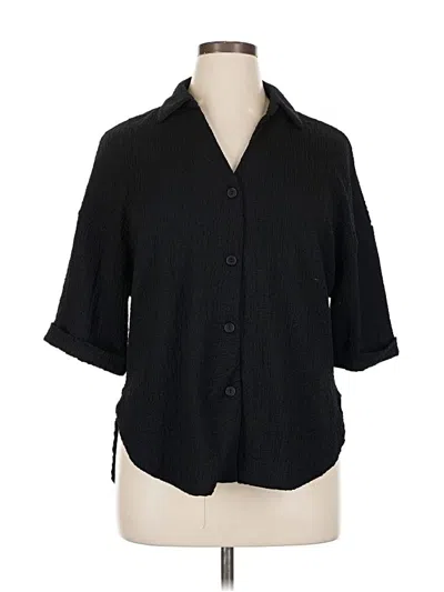 Pre-owned Timing 3/4 Sleeve Blouse In Black