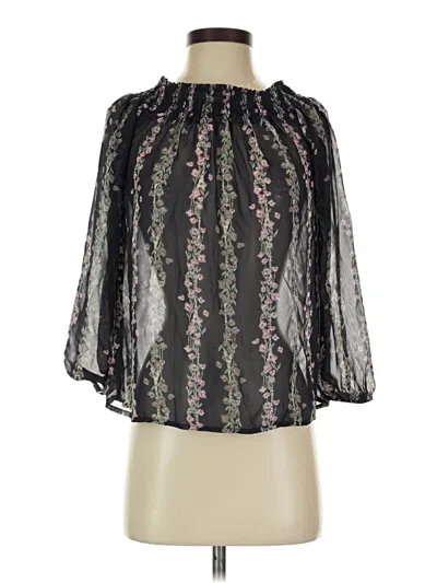 Pre-owned Timing 3/4 Sleeve Blouse In Black