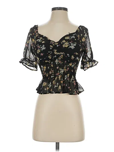 Pre-owned Timing 3/4 Sleeve Blouse In Black