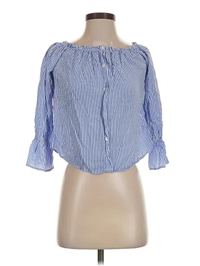 Pre-owned Timing 3/4 Sleeve Blouse In Blue
