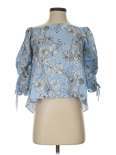 Pre-owned Timing 3/4 Sleeve Blouse In Blue