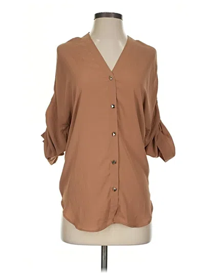 Pre-owned Timing 3/4 Sleeve Blouse In Brown