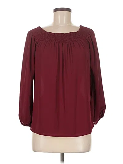 Pre-owned Timing 3/4 Sleeve Blouse In Burgundy