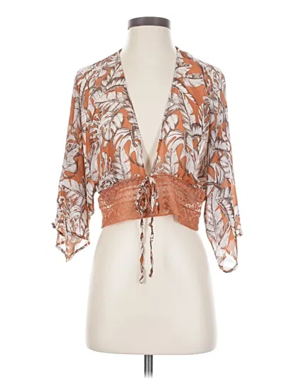 Pre-owned Timing 3/4 Sleeve Blouse In Orange