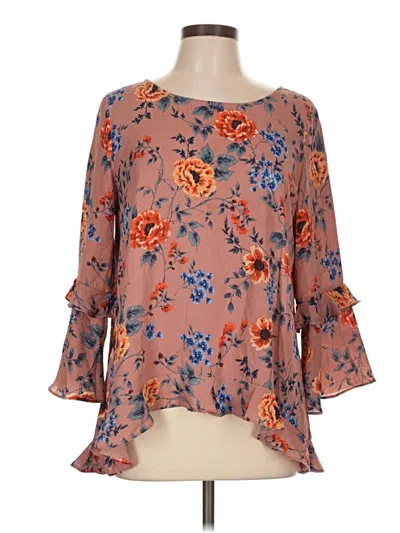 Pre-owned Timing 3/4 Sleeve Blouse In Orange