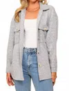Timing Button Down Brushed Waffle Shacket In Grey In Gray