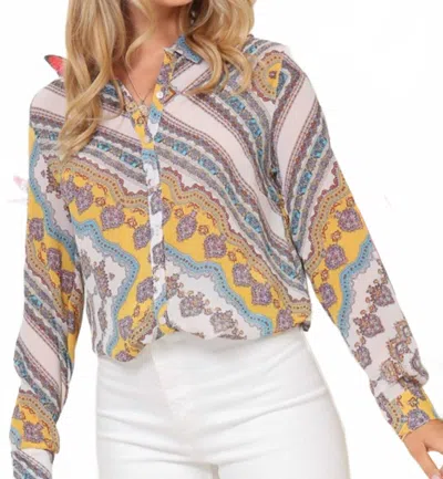 Timing Chaîne Chiffon Button Down Top In Multi