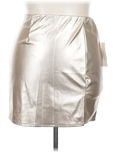 Pre-owned Timing Faux Leather Skirt In Silver