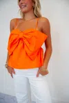 Timing Front Bow Coquette Top In Orange In Orange