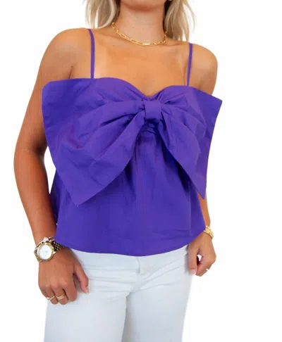 Timing Front Bow Coquette Top In Purple In Blue