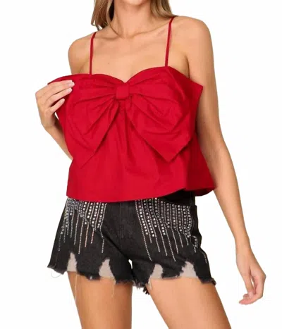 Timing Front Bow Coquette Top In Red