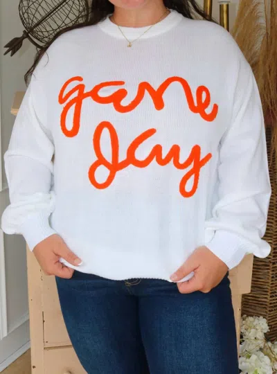 Timing Go Team Crewneck Sweatshirt In White/orange In Multi