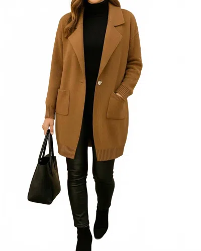 Timing Knit Blazer-style Cardigan In Brown