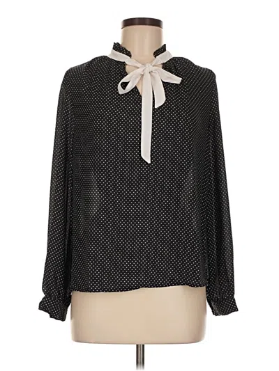 Pre-owned Timing Long Sleeve Blouse In Black