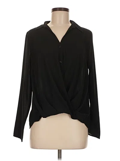 Pre-owned Timing Long Sleeve Blouse In Black