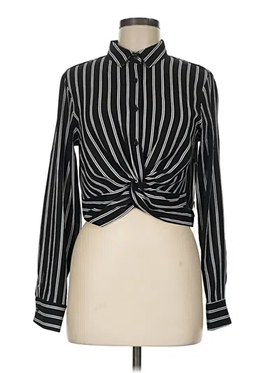 Pre-owned Timing Long Sleeve Blouse In Black