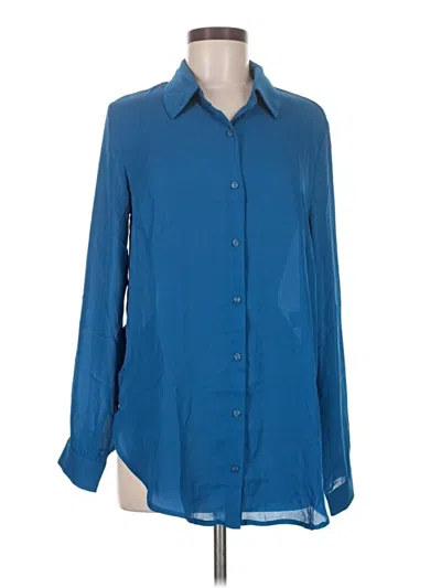 Pre-owned Timing Long Sleeve Blouse In Blue