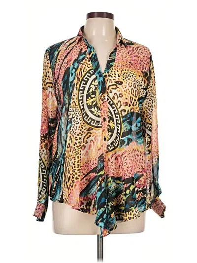 Pre-owned Timing Long Sleeve Blouse In Gold
