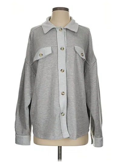 Pre-owned Timing Long Sleeve Blouse In Gray