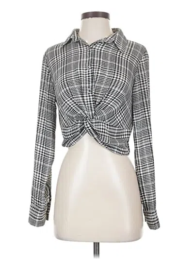Pre-owned Timing Long Sleeve Blouse In Gray