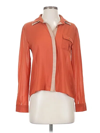 Pre-owned Timing Long Sleeve Blouse In Orange