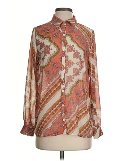 Pre-owned Timing Long Sleeve Blouse In Orange