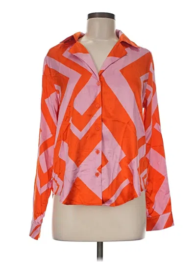 Pre-owned Timing Long Sleeve Blouse In Orange