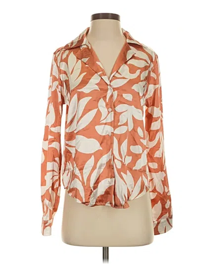 Pre-owned Timing Long Sleeve Blouse In Orange