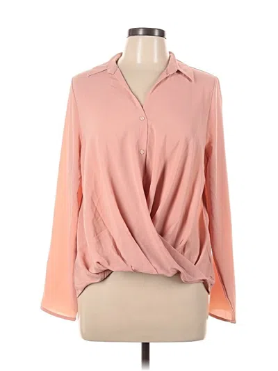 Pre-owned Timing Long Sleeve Blouse In Pink