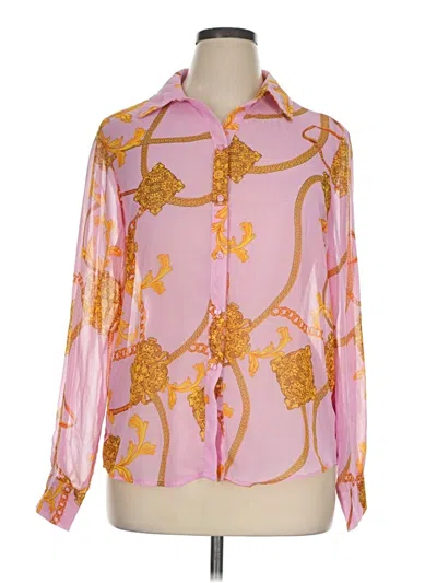 Pre-owned Timing Long Sleeve Blouse In Pink
