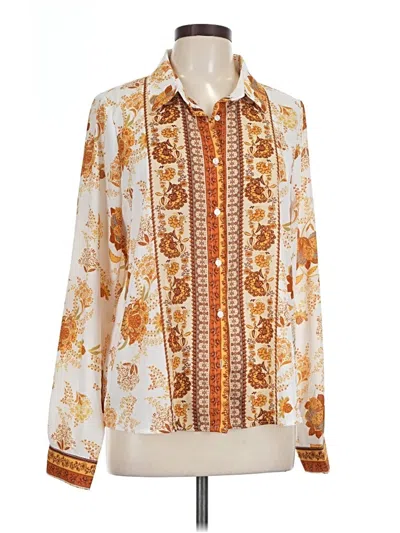 Pre-owned Timing Long Sleeve Blouse In White