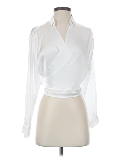 Pre-owned Timing Long Sleeve Blouse In White