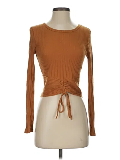 Pre-owned Timing Long Sleeve Top Brown Boatneck Tops