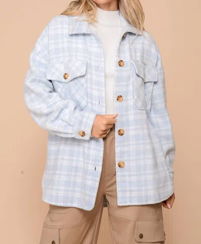 Timing Plaid Print Shacket In Serene Blue In Multi
