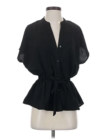 Pre-owned Timing Short Sleeve Blouse In Black
