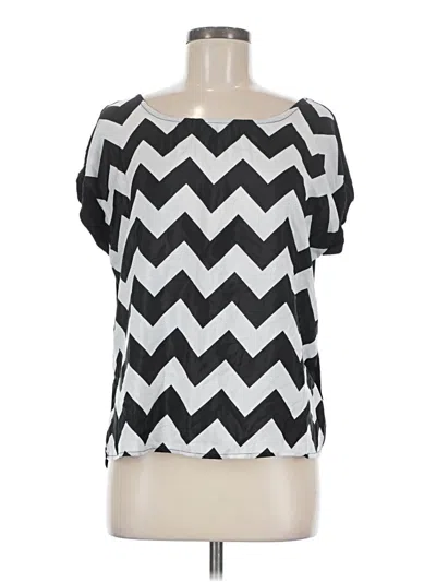 Pre-owned Timing Short Sleeve Blouse In Black